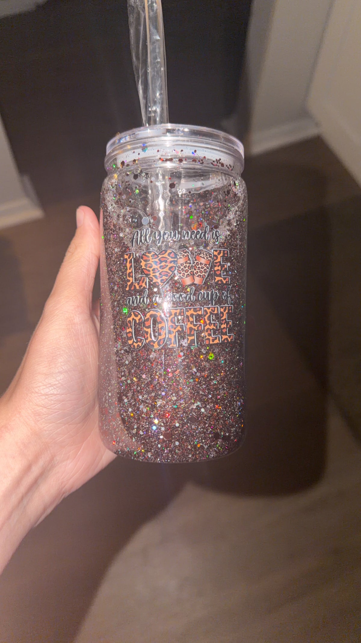Snow globe cup coffe lovers