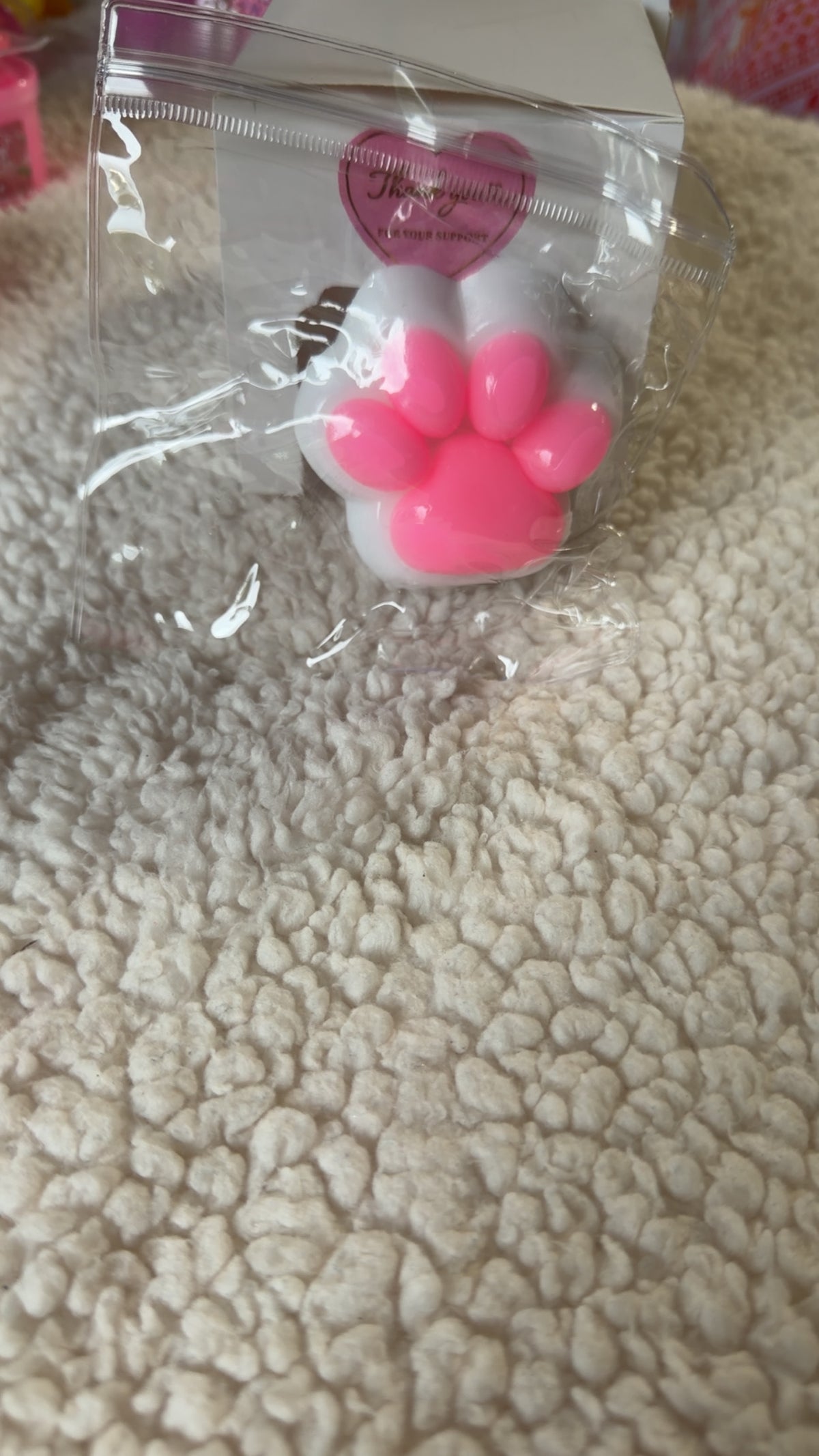 Pink & white paw squishie